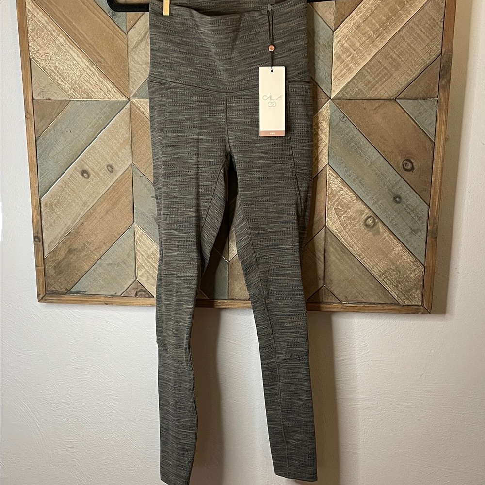 Calia Jacquard Hike Leggings, deep green multi color, size XS